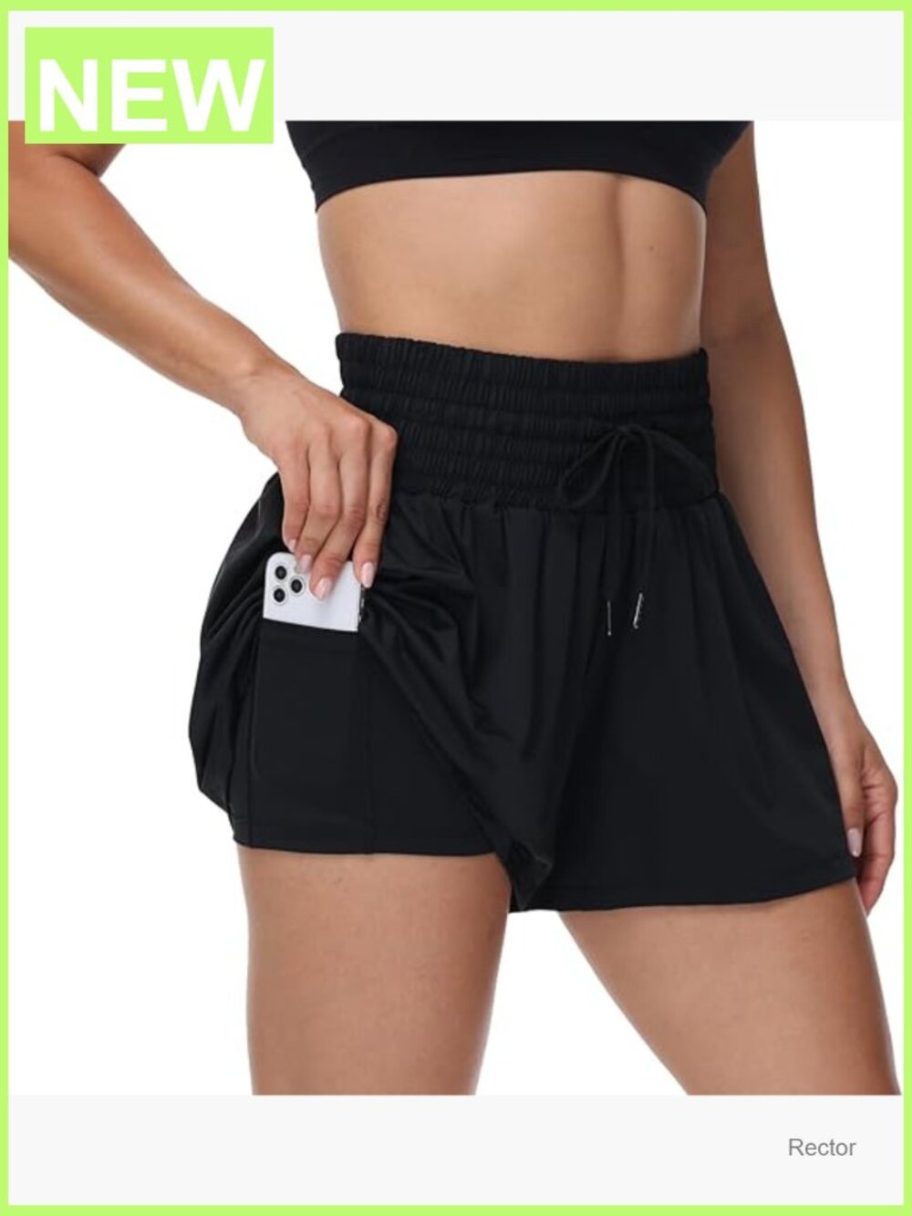 High Waist Skort with Pockets 2 in 1 Athletic Shorts Flowy Hem Workout Running